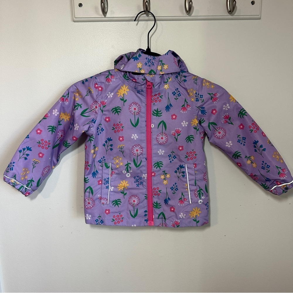 Lily and Dan Purple Floral Toddler Rain Jacket Sz 3T